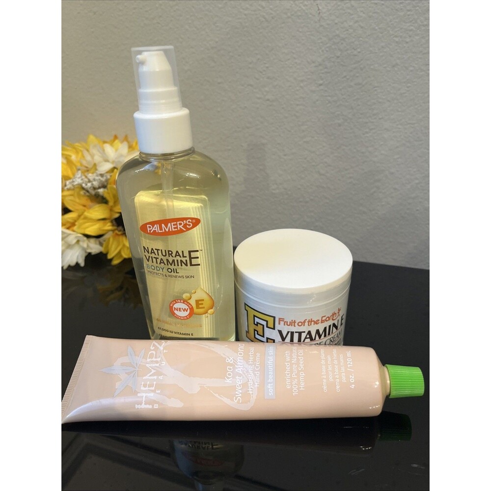 Palmers Vitamin E Body Oil Fruit of the Earth Cream Hempz Sweet Almond Lotion